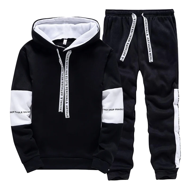 Winter Clothing - Zwart Wit Heren trainingspak Mode Casual